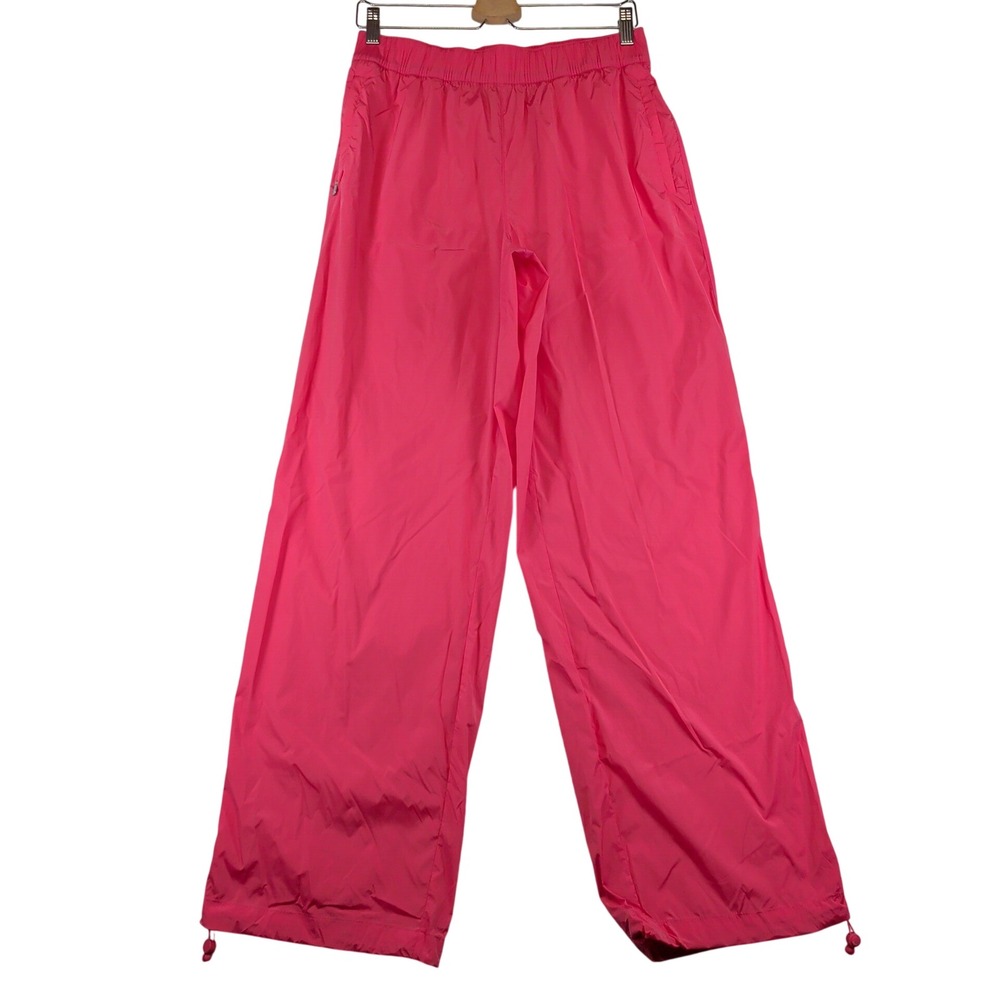 Athleta Rise Pant Pink Wide Leg Water Repellent Recycled Nylon Pants Small NWT